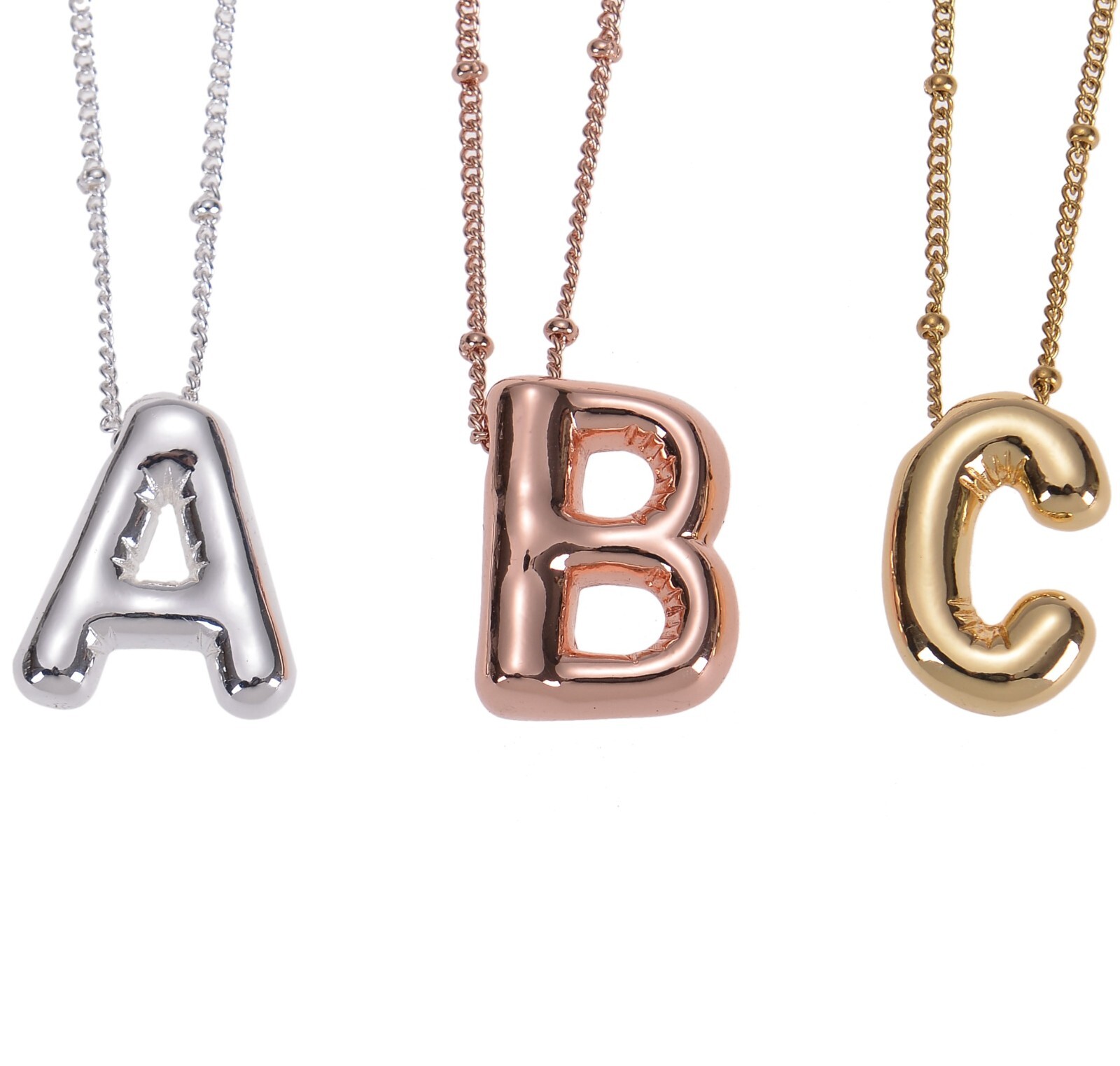 Pendantify Personalized Simple Bold Initial Puffy Pendant Necklace