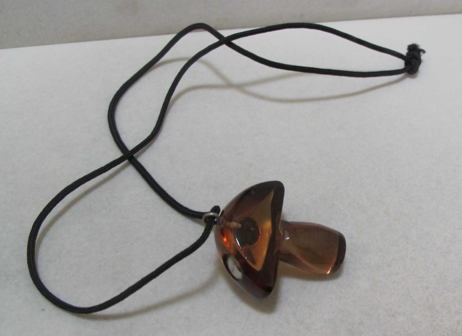 Chunky Translucent Brown Acrylic Silver Studs MUSHROOM Pendant 25” Black Cord