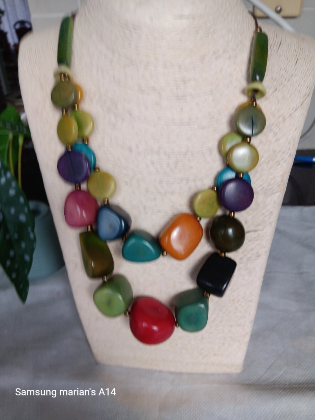 Artisanal Handcrafted Tagua Nut Necklace Multicolor, Ecuador, 2 Strand BOUTIQUE