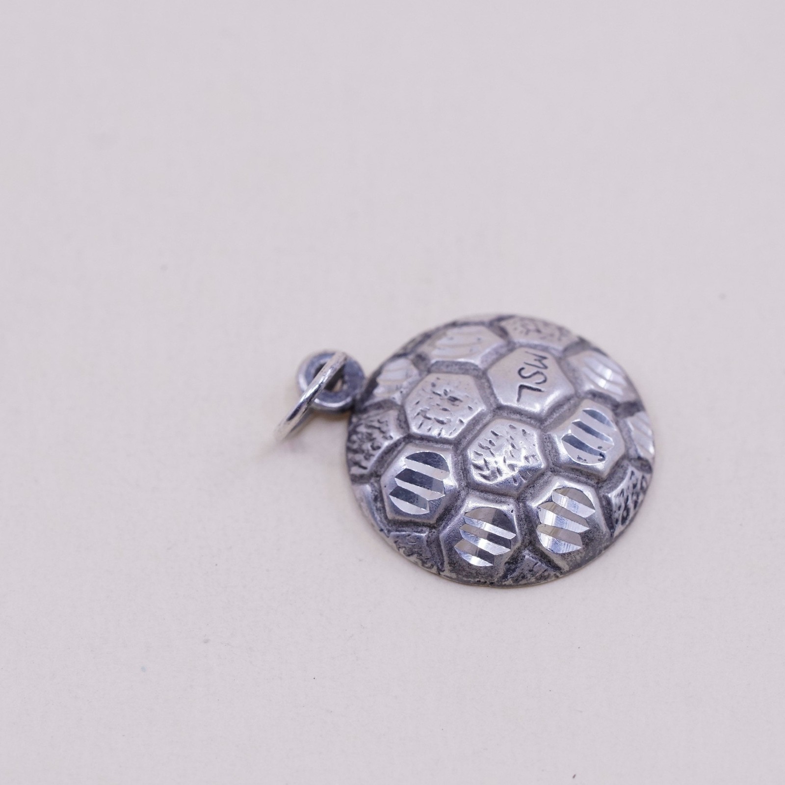 MSL major league soccer sterling silver charm pendant, 925 silver football, tag