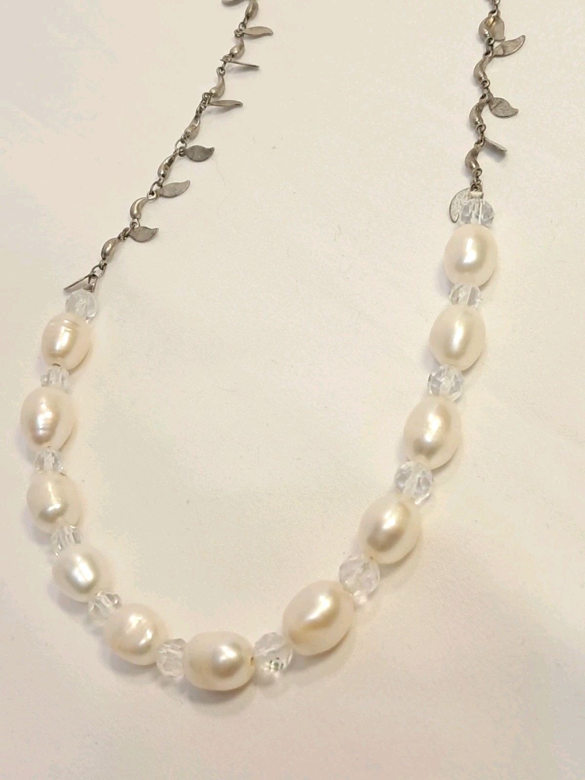 NWT Peyote Bird Large White Freshwater Pearls Silver Charms Necklace 21″