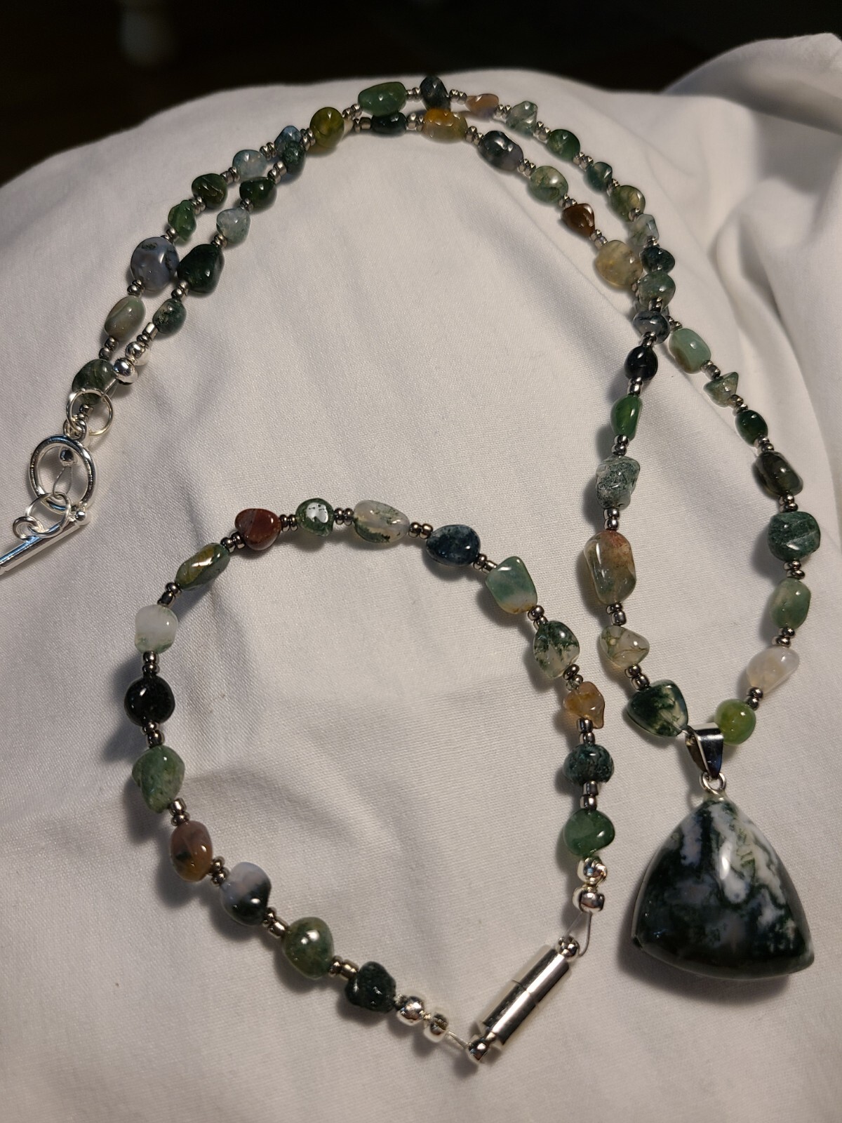 moss agate crystal Necklace With Pendant and bracelet