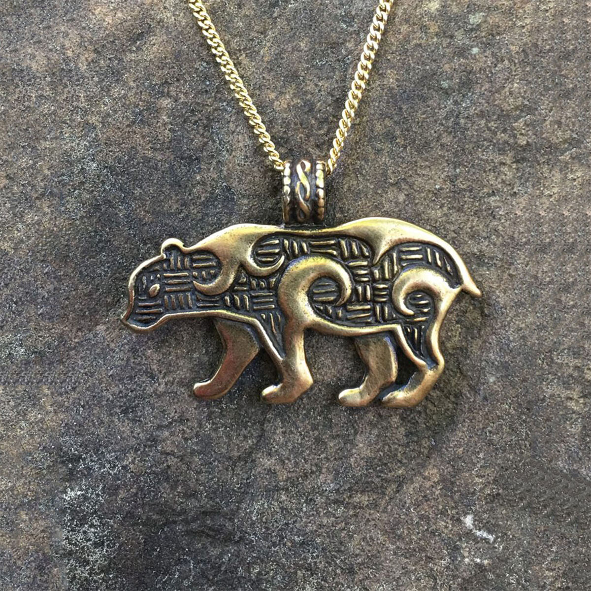 Celtic Bear Pendant – Bronze or Sterling Silver – Made in the USA
