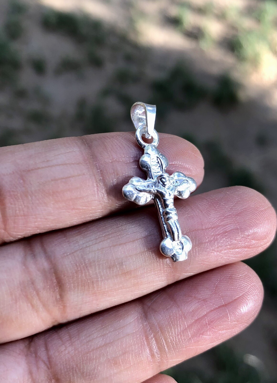 Artisan Crafted 925 Sterling Silver CROSS Jesus Christ Pendant Oxidized Handmade