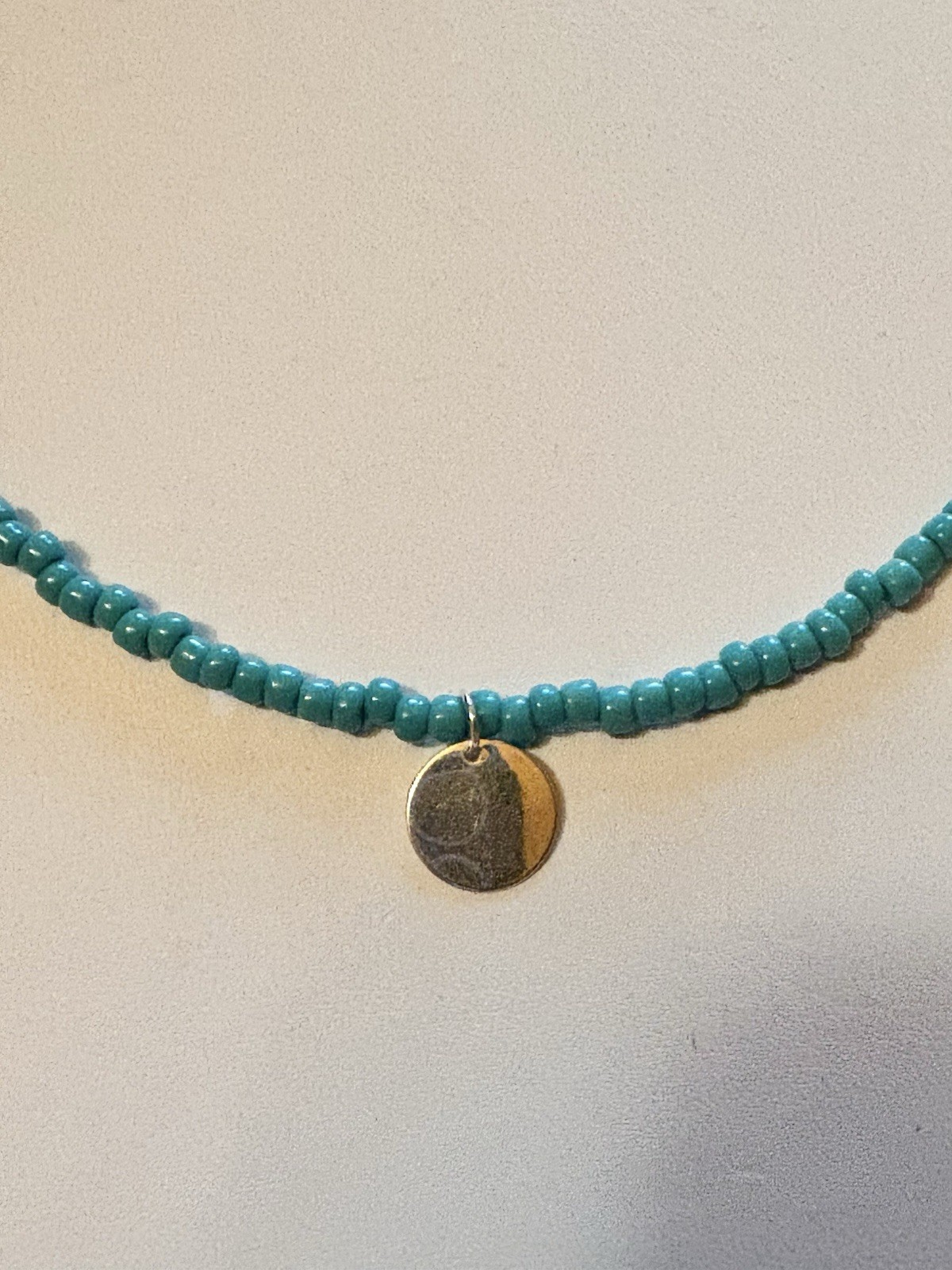 Handcrafted Disc Blue Yellow Beaded Necklace