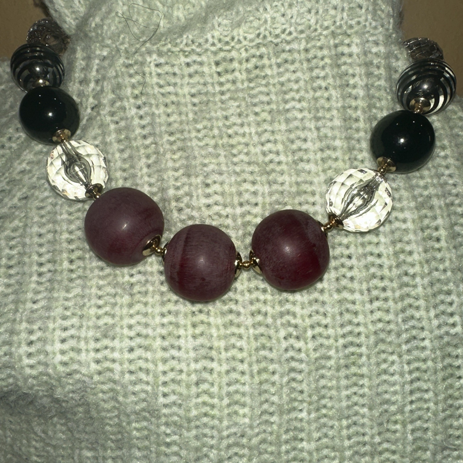Handmade Recycled Bead Necklace, Unique One-of-a-Kind Eco-Friendly Jewelry Piece