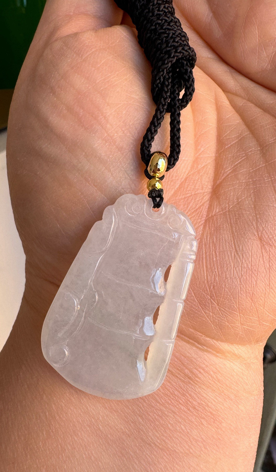 White Icy Bamboo Jade/jadeite Pendant Necklace Beautiful