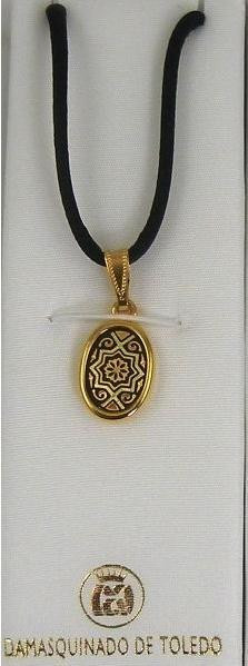 Damascene Gold Star of Redemption Oval Pendant Necklace by Midas of Toledo Spain