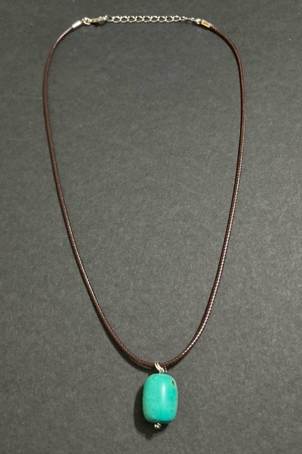 Turquoise Bead Handmade Blue Crystal Steel Silver Wire Handmade Pendant Necklace
