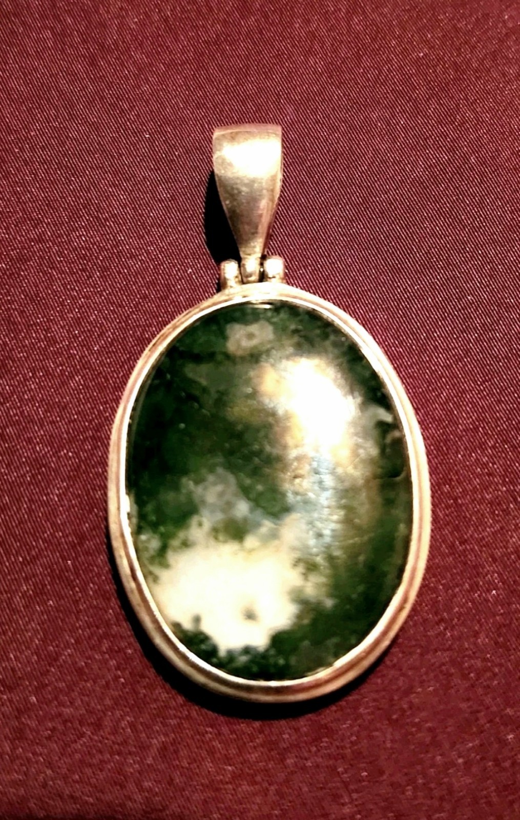 Artisan Hand Crafted Natural Moss Tree Agate Pendant Set In Sterling Silver