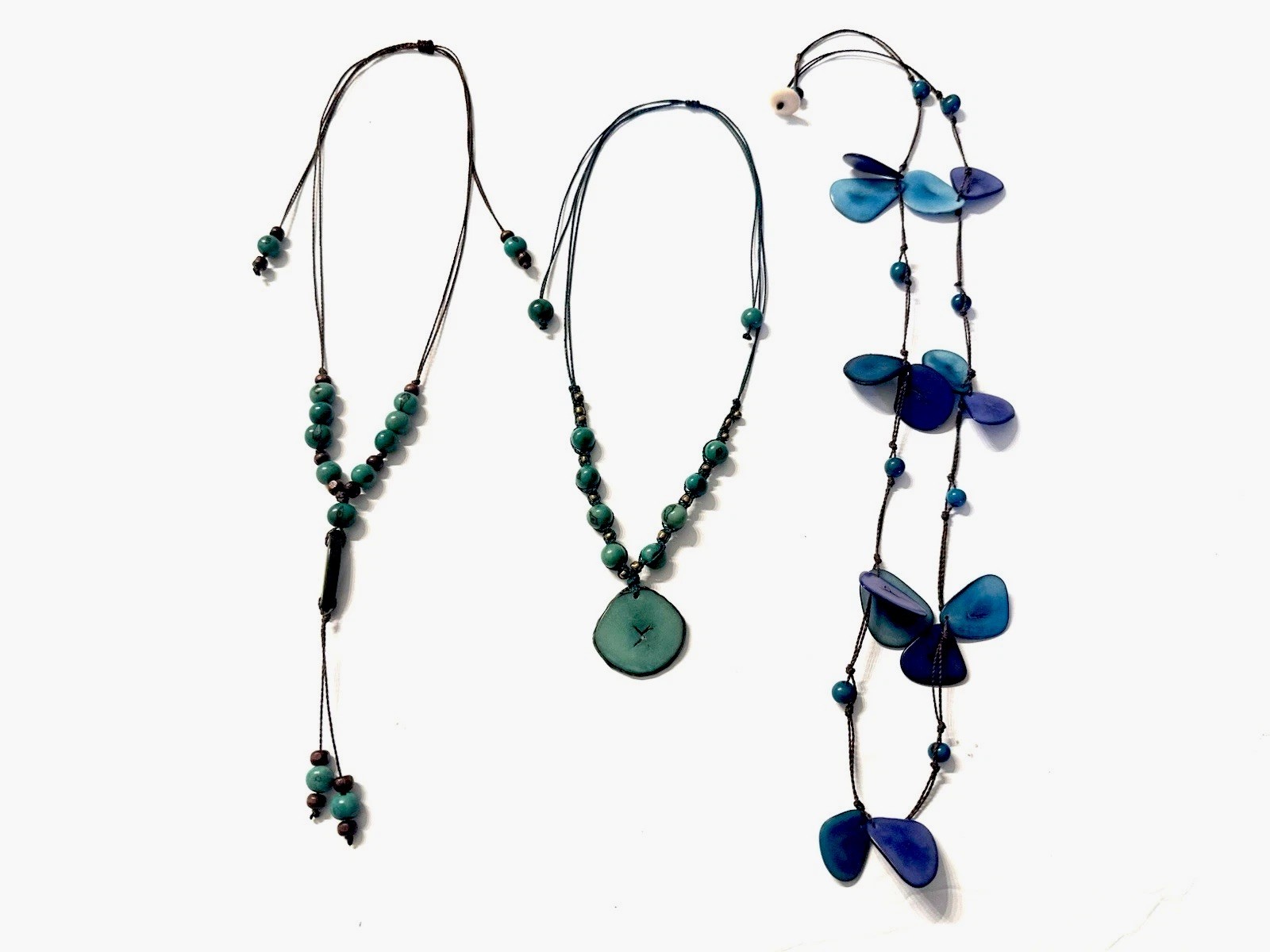 Handmade Tagua Nut Necklace Lot, artisanal organic Jewelry, Boho Jewelry
