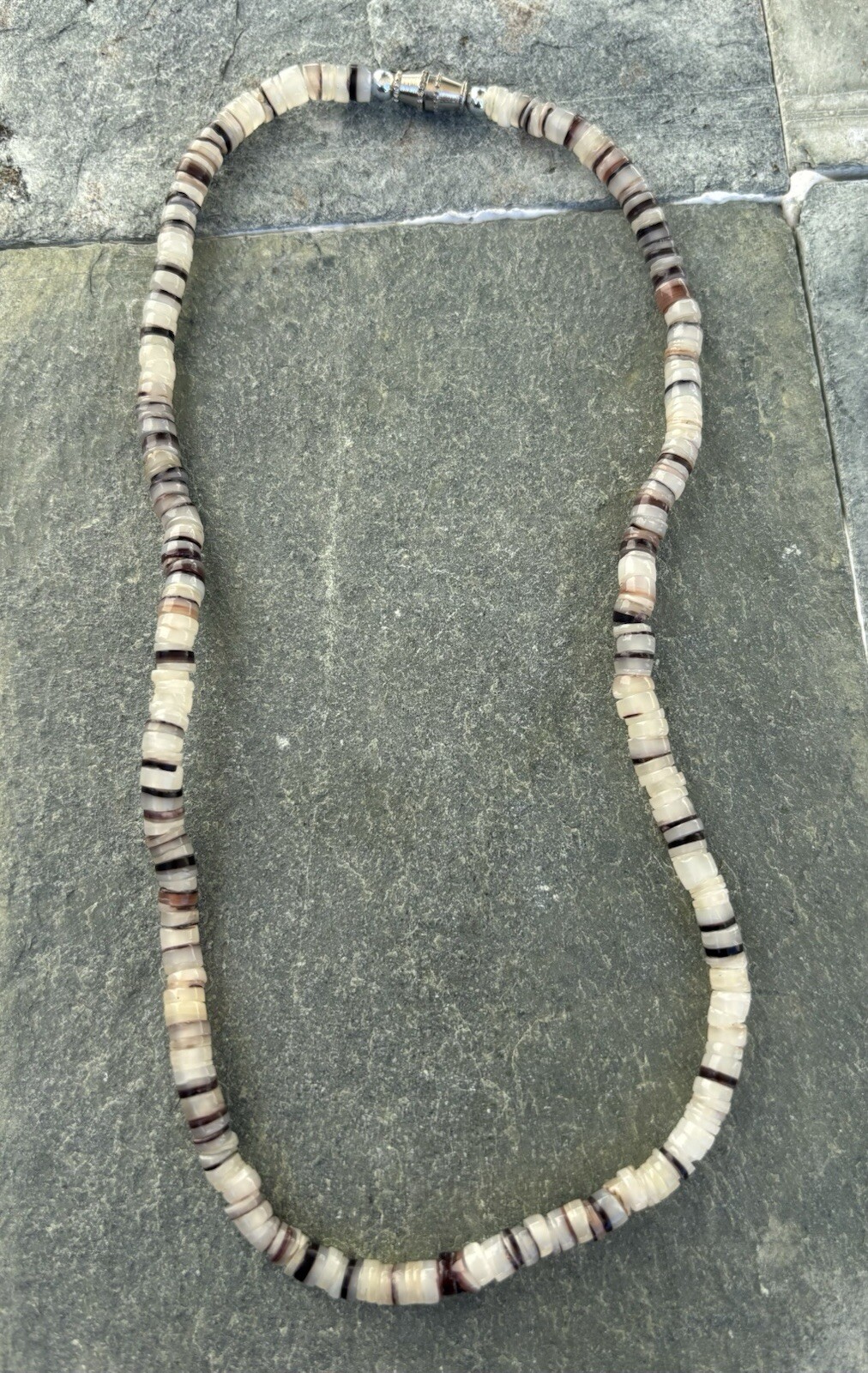 Natural Shell Heishi Choker Necklace 14” Length