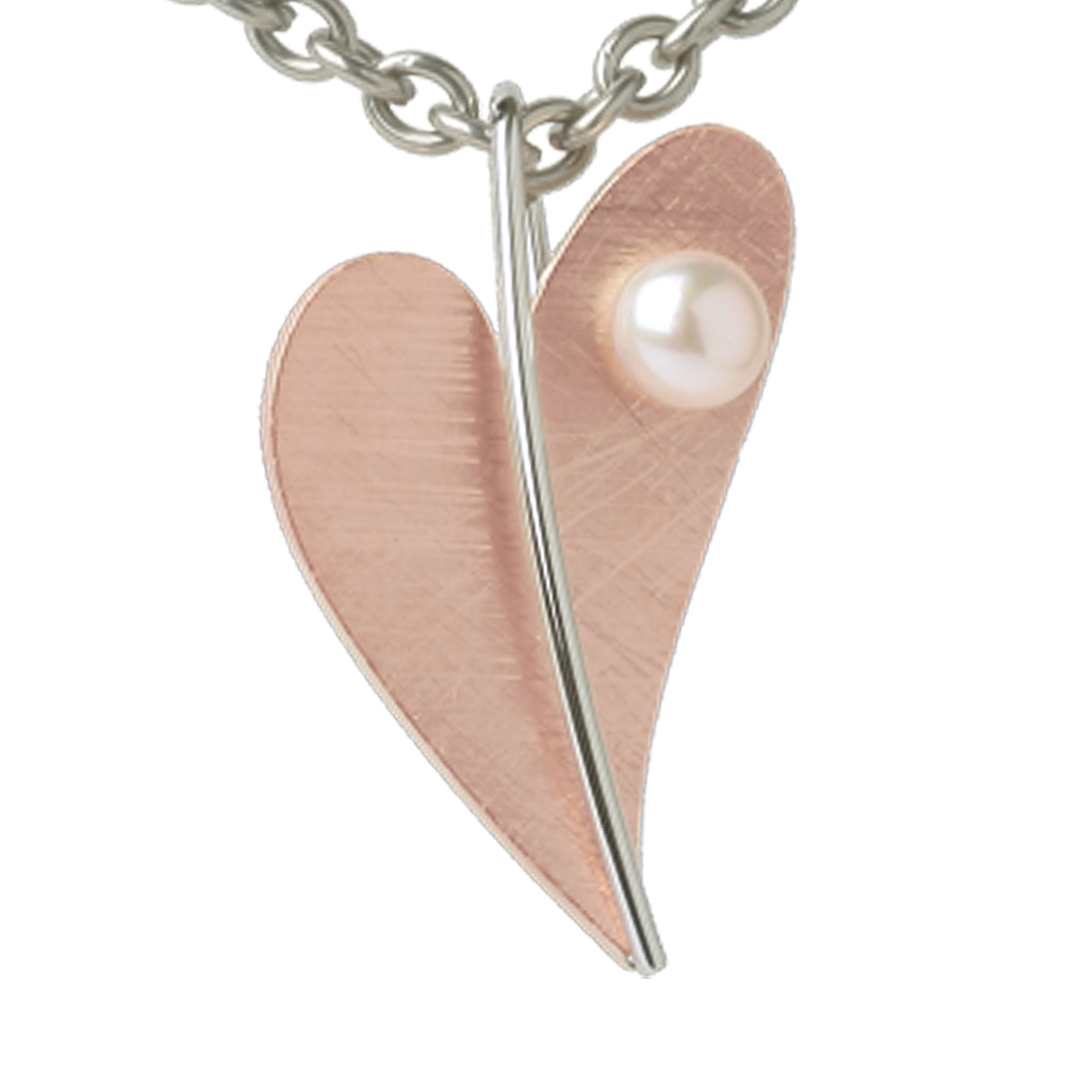 Ernstes Design Pendant AN210 Heart Made of Stainless Steel with Pearl 1 3/8in