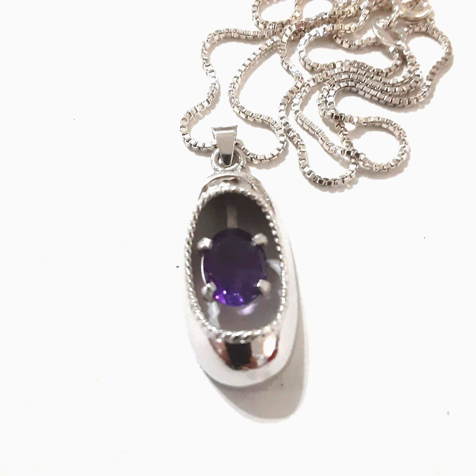 Purple Amethyst Pendant 925 Sterling Silver Necklace