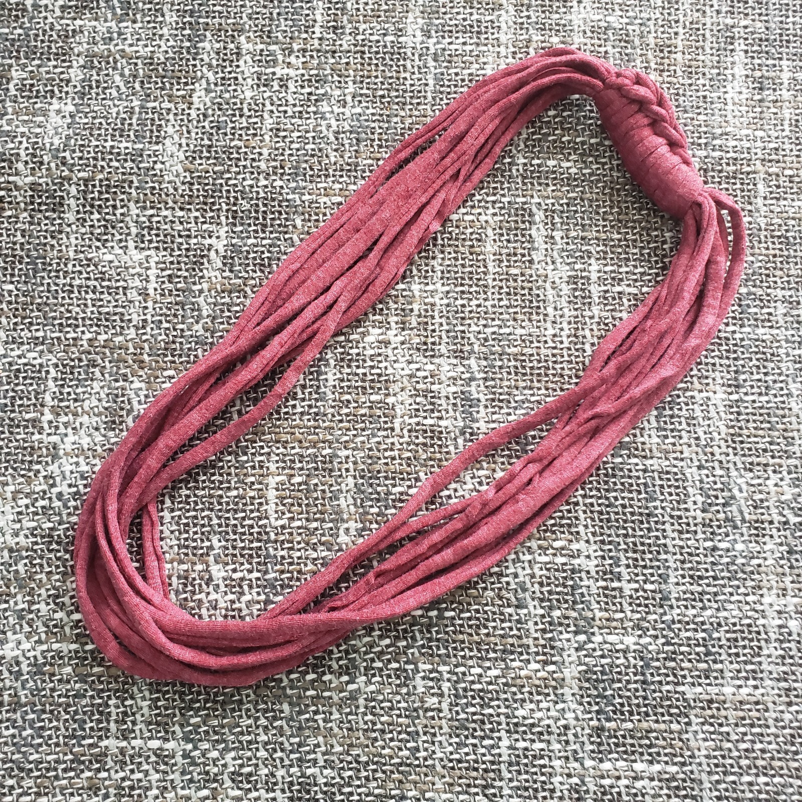 SALE Maroon Heather Recycled Tshirt Necklace, handmade upcycled fabric necklace