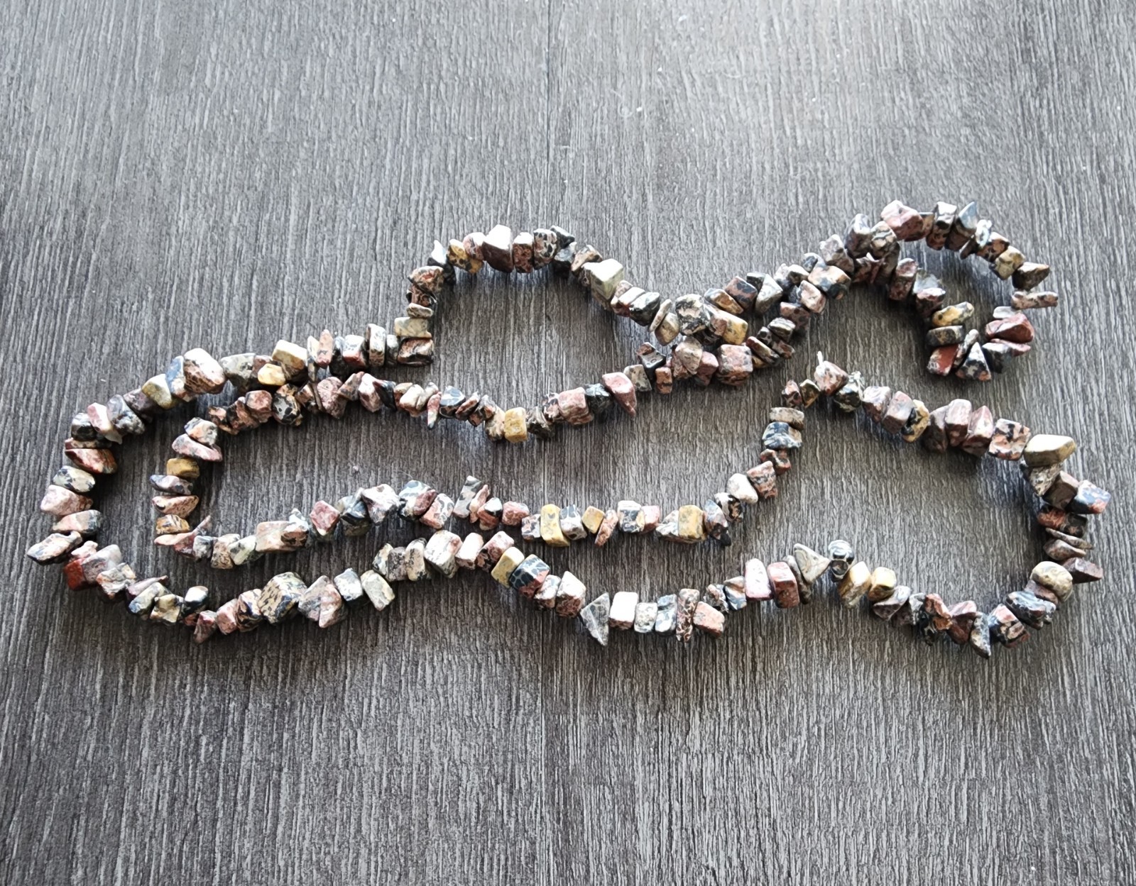 Genuine Jasper Stone Chip Necklace Polished Gemstone Strand 24 Inches Long