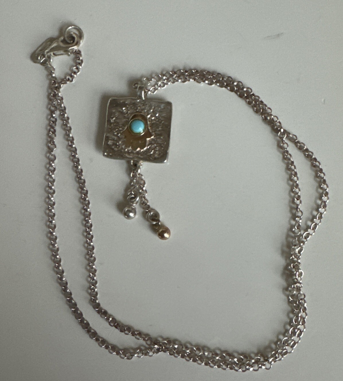Vintage Talma Israeli 925 SILVER Hand Made Necklace w 10kt Hamsa & Opal Evil Eye