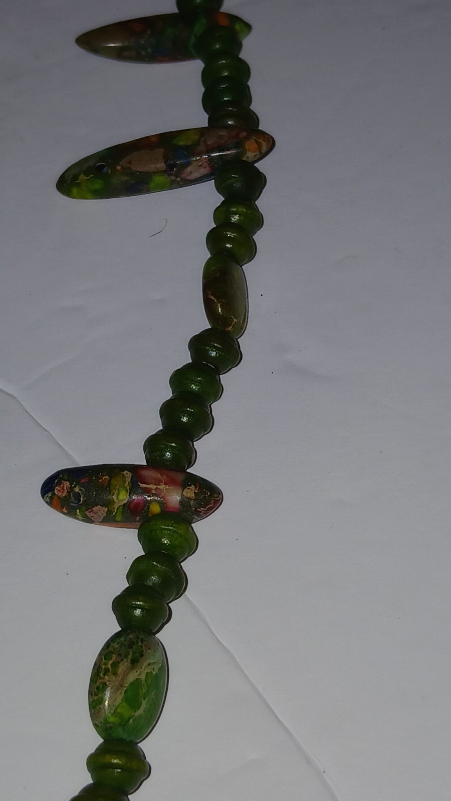 Geeen Wood Bead 21 Inch Rainbow Turquoise And Olive Turquoise Beautiful Neclace