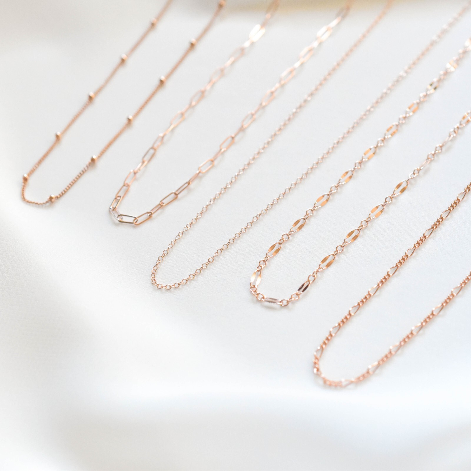 14k rose gold filled chain necklace, rose gold figaro, rose gold paperclip