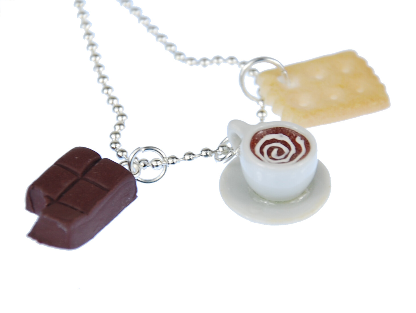 Set Coffee Party Necklace Miniblings 80cm Cup Cookie Chocolate