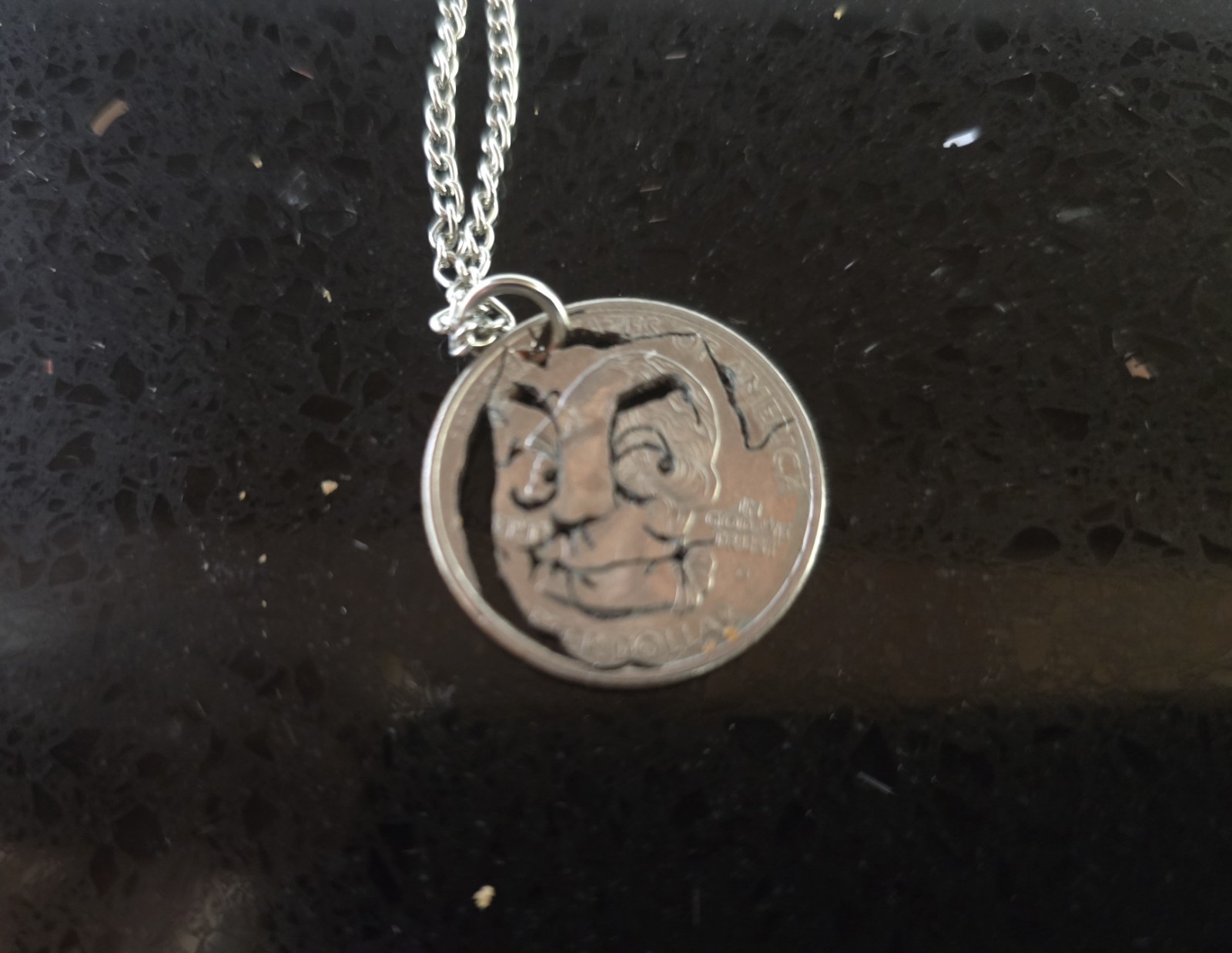 Jackie Gleason Honeymooners 2002 Cut Coin Indiana Quarter Necklace Pendant
