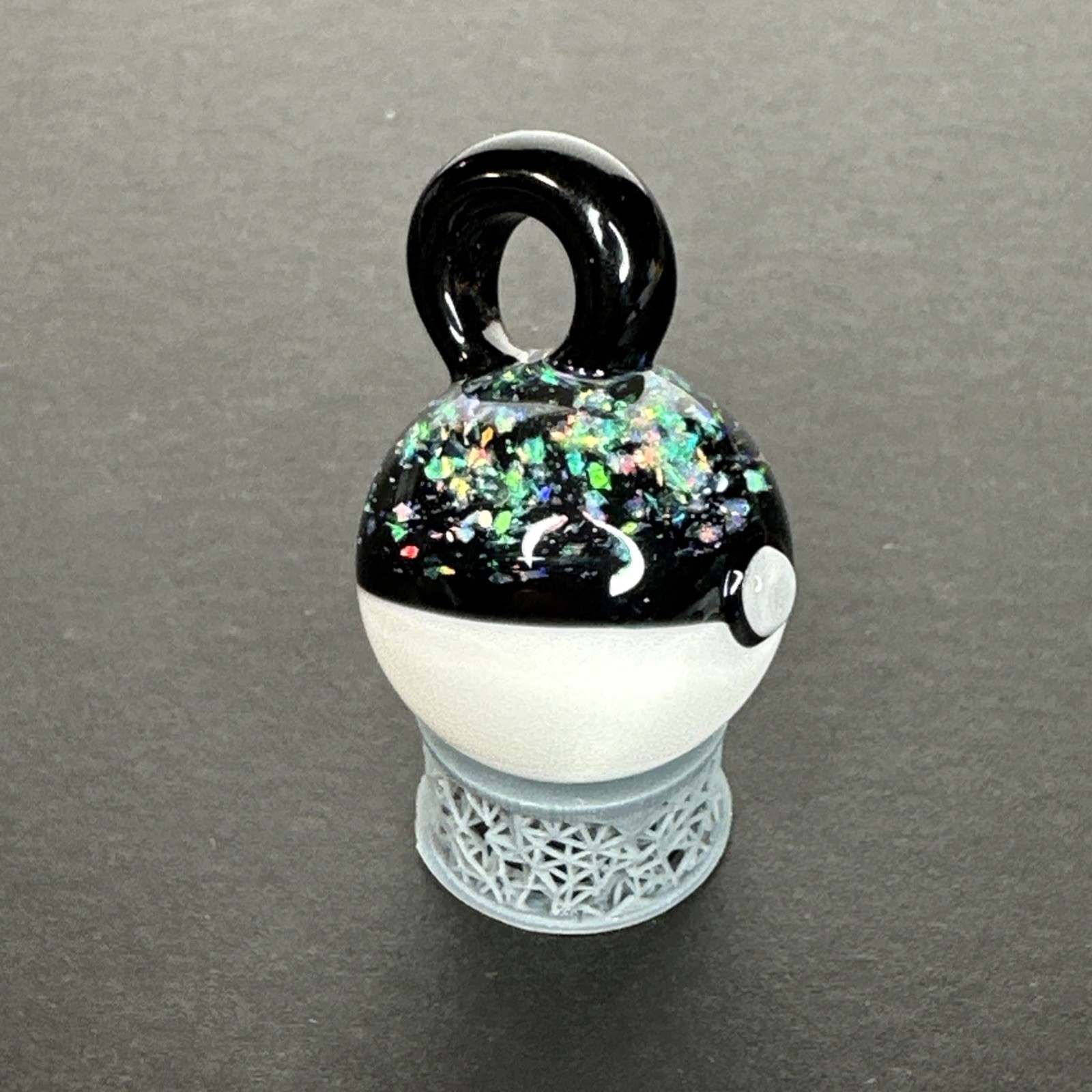 Handmade Art Glass Crushed Opal Pokeball Pendant Handblown Heady Borosilicate