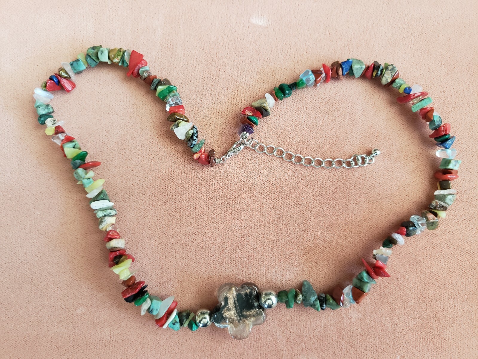 GENUINE * MULTI STONE * NECKLACE 20″ + Long, 8-9 mm STONE, Hand-Made in USA
