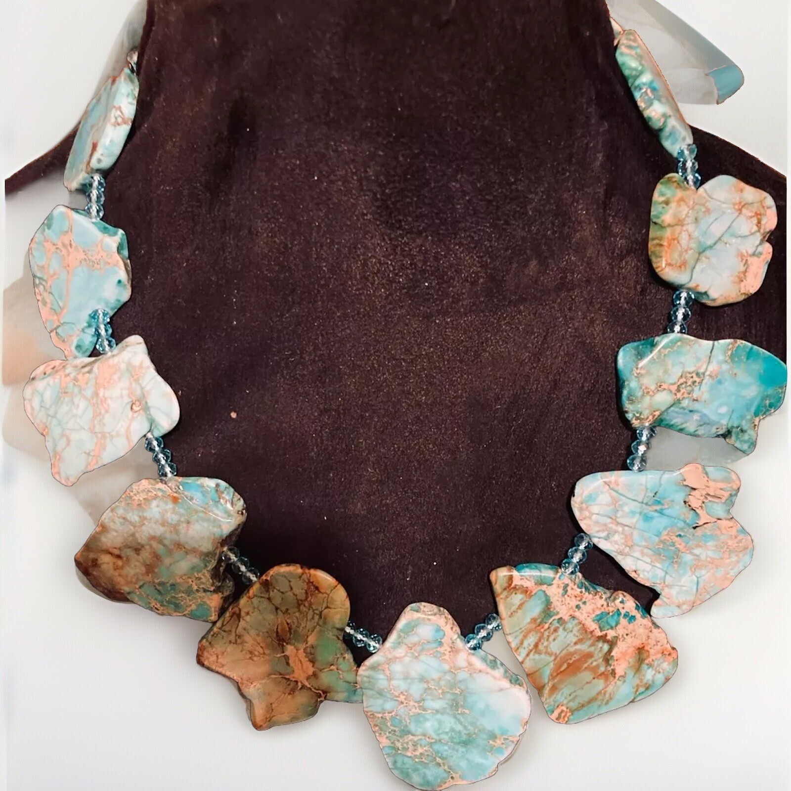 Real TURQUOISE STONE NECKLACE Elegant, Cut Stones Great For Goin Out! Not China