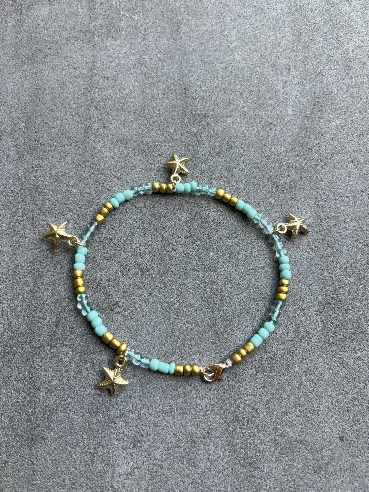 Atlantis – Glass Seed Bead Anklet 9.5” Handmade Unique Boho