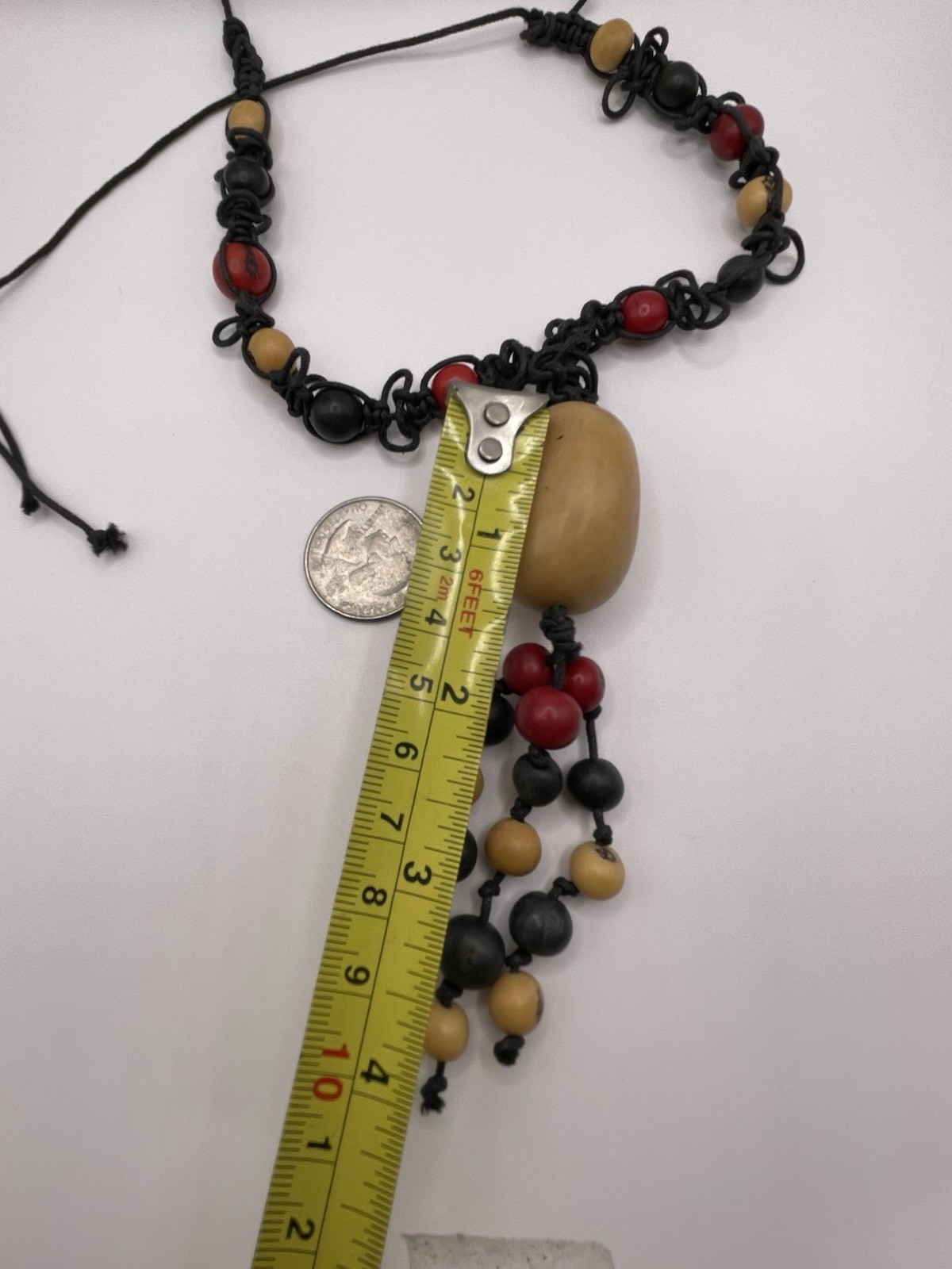 TAGUA Handmade Necklace Acai Bead Artisan Colorful Tassel Fish Hook Clasp