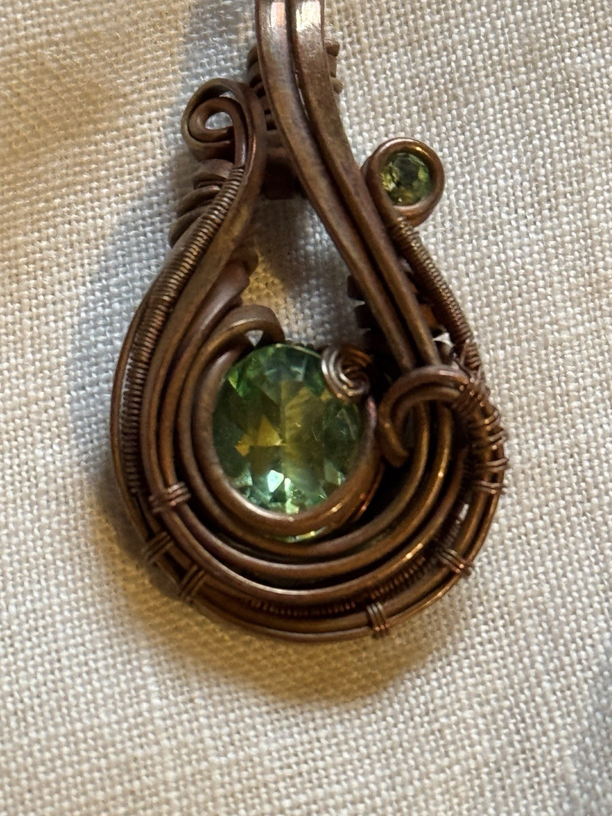 Vaseline Wire Wrap Uranium Glass Copper Wire Wrap Pendant Glows Under Blacklight