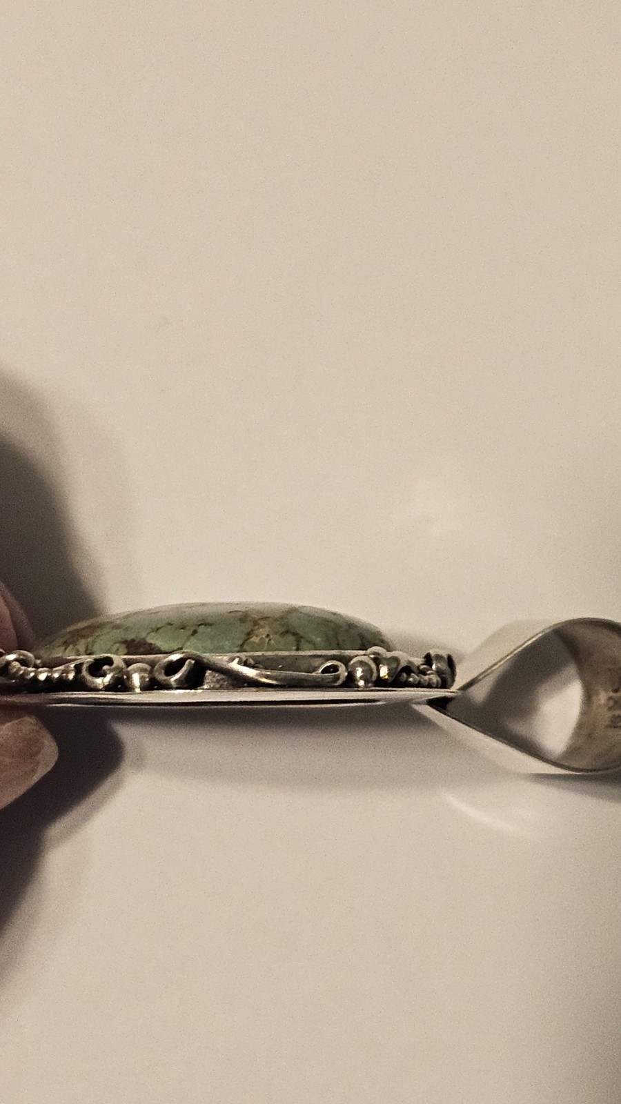 Jay King .925 Lrg Oval Sterling Sliver and Royston Turquoise Pendant, lrg bale