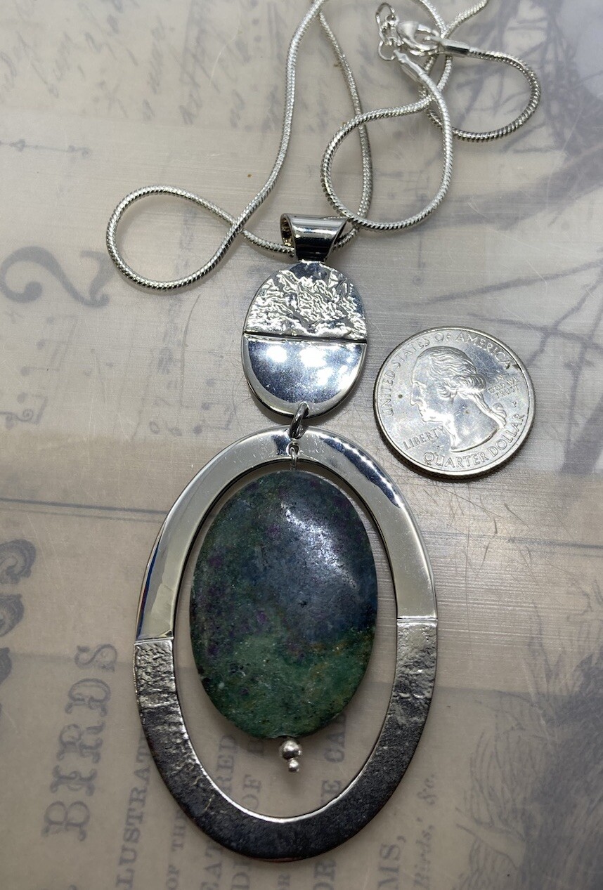 DOMINIQUE DINOUART DDD Ruby Zoisite 925S Articulated Pendant Necklace 19” 34.1g