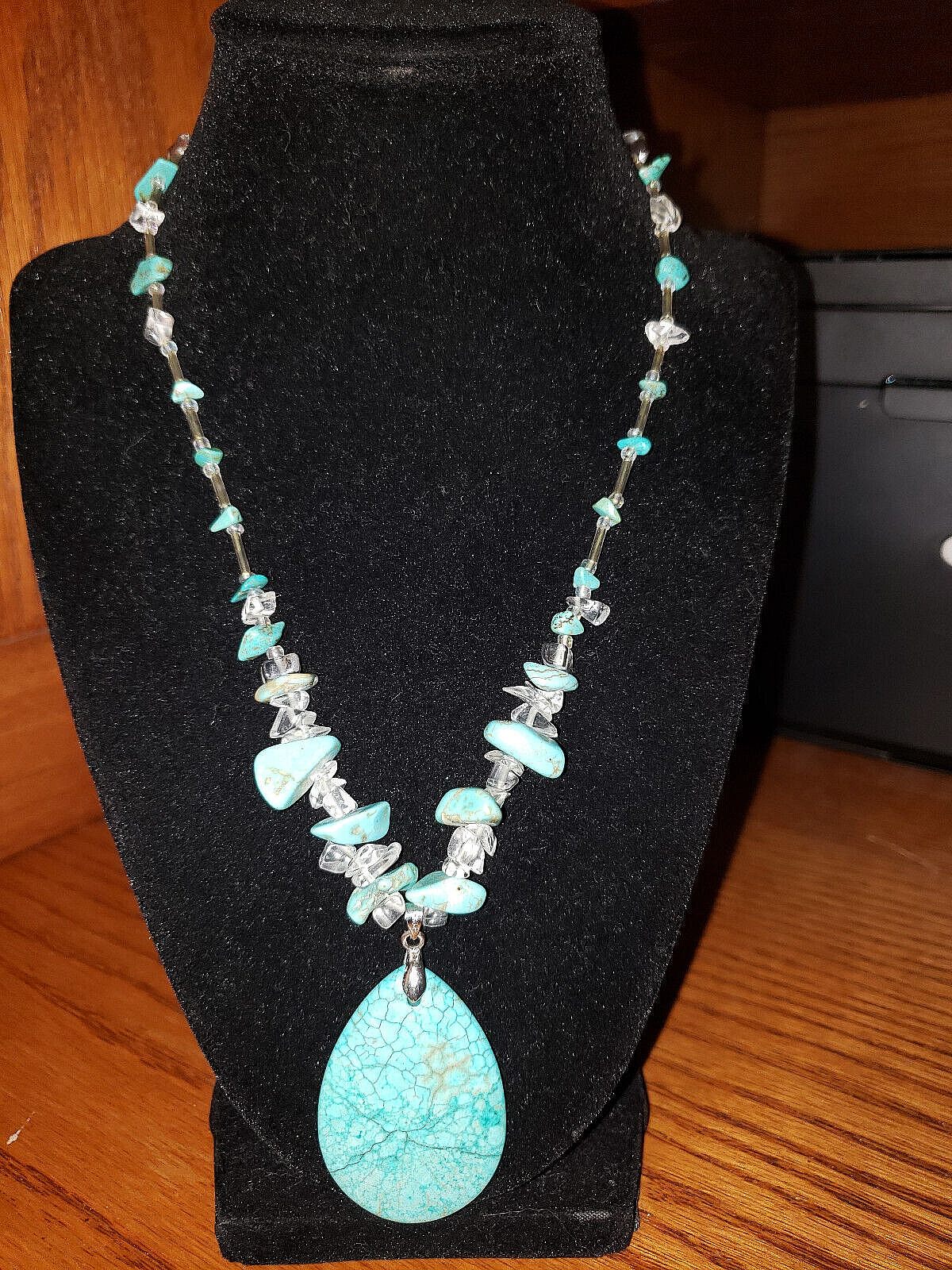 Turquoise and Quartz Necklace -24 inches with the extender