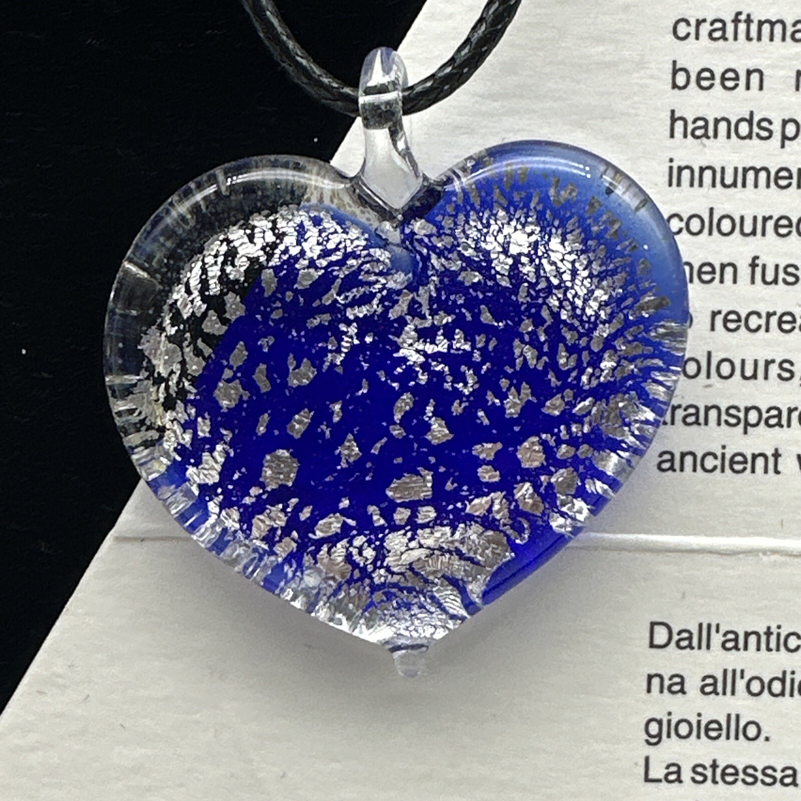 Authentic Murano Glass Pendant Necklace Italian Art Glass (MQ 37-6)