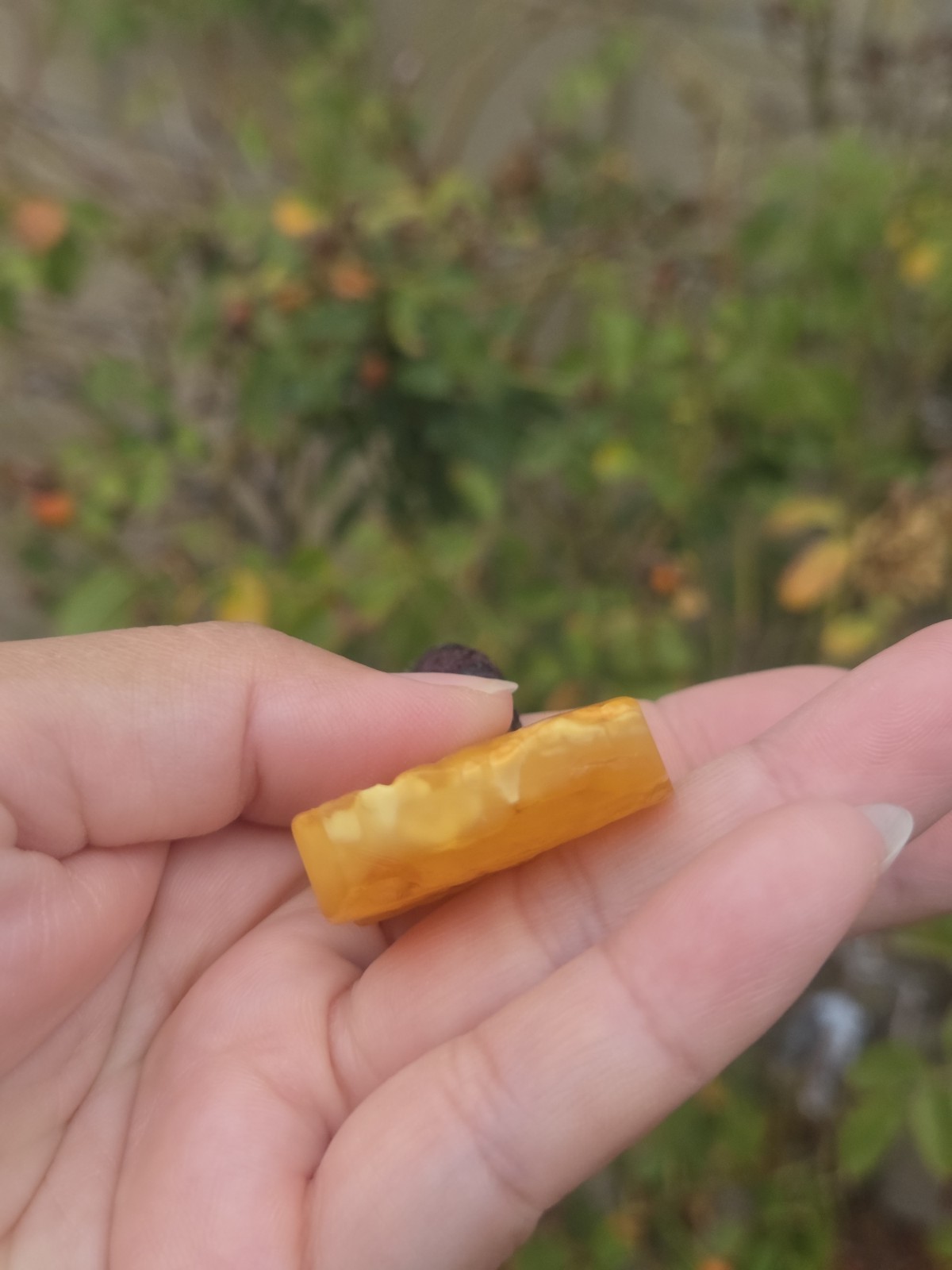 Raw Baltic Amber Pendant with Natural Crust | Rustic Rectangular Necklace
