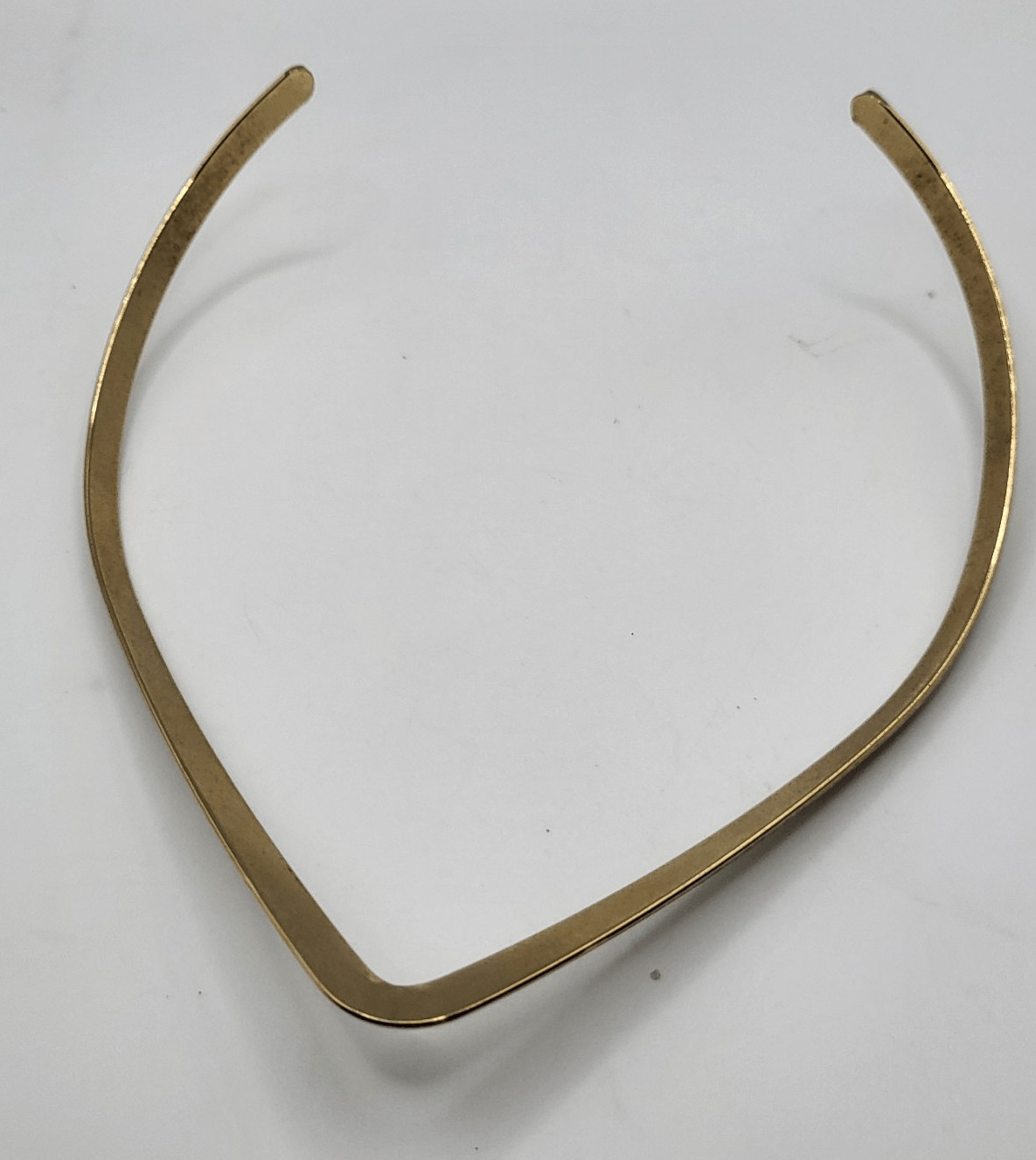 Mid Century Modern V Shape Brass Choker Necklace 14in