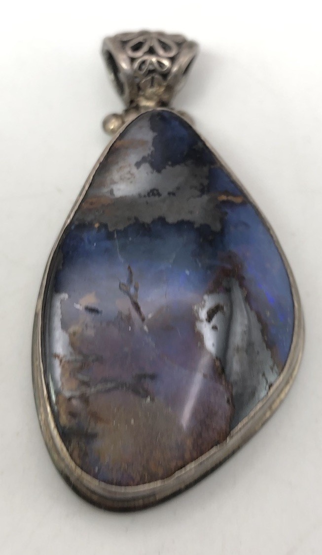 Boulder Opal Pendant Bezel Set In 925 Large