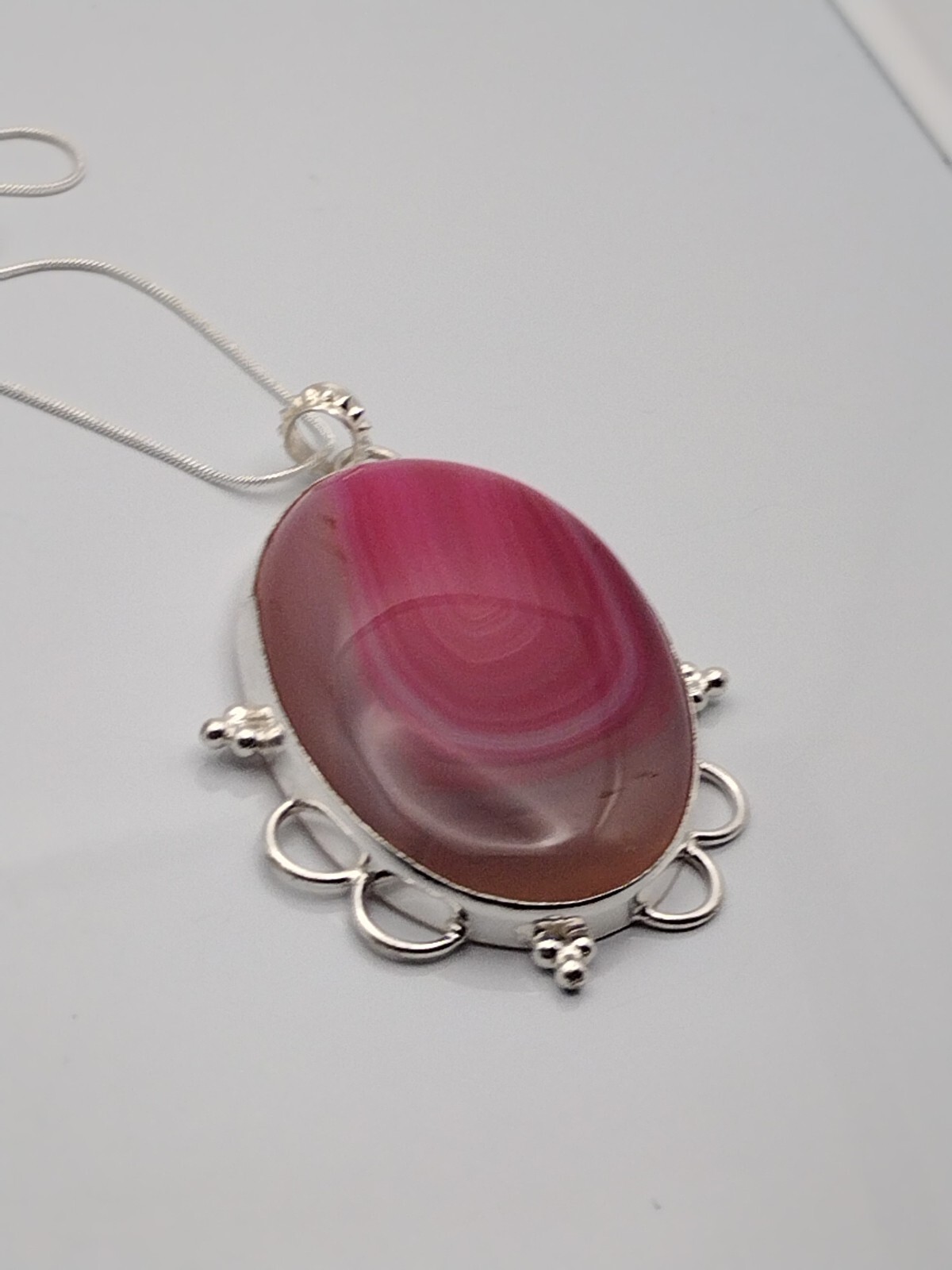 Stunning Pink Lace Druzy Agate Pendant With 24″ Sterling Chain