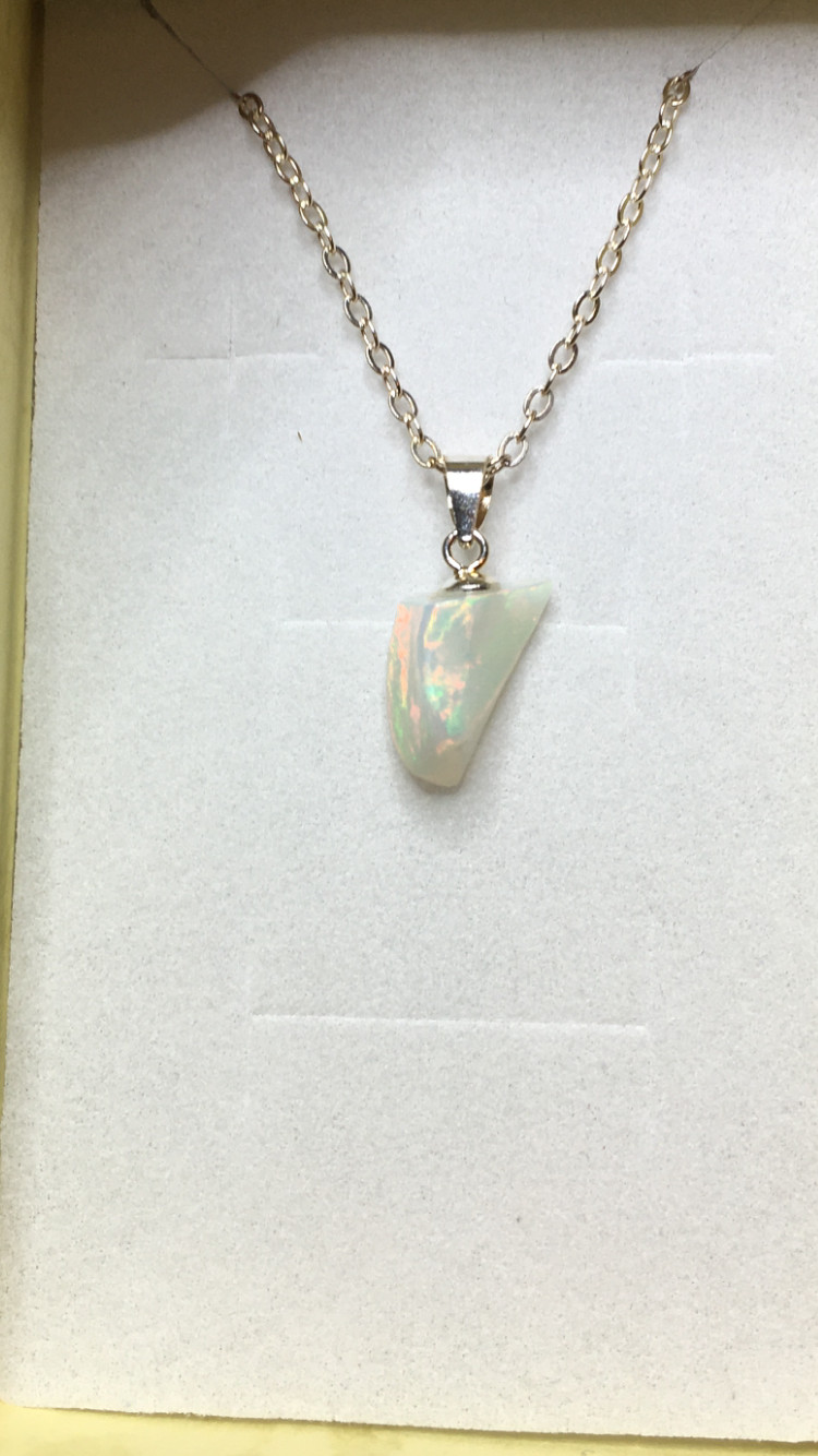 #370- 1.75ct Genuine Freeform Ethiopian Welo Opal on a 925 Sterling Silver Chain