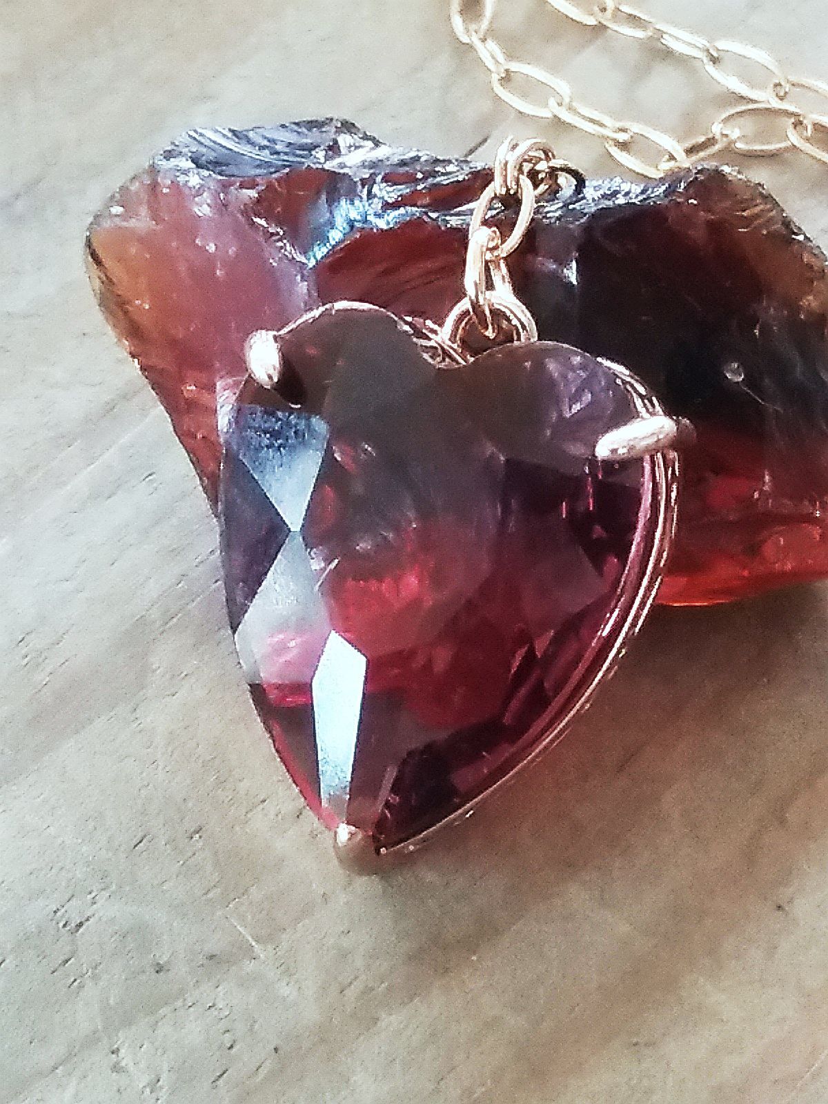 HONEY AMBER HEART ANDARA NECKLACE, Rare Monoatomic Lady Nellie Andara Pendant