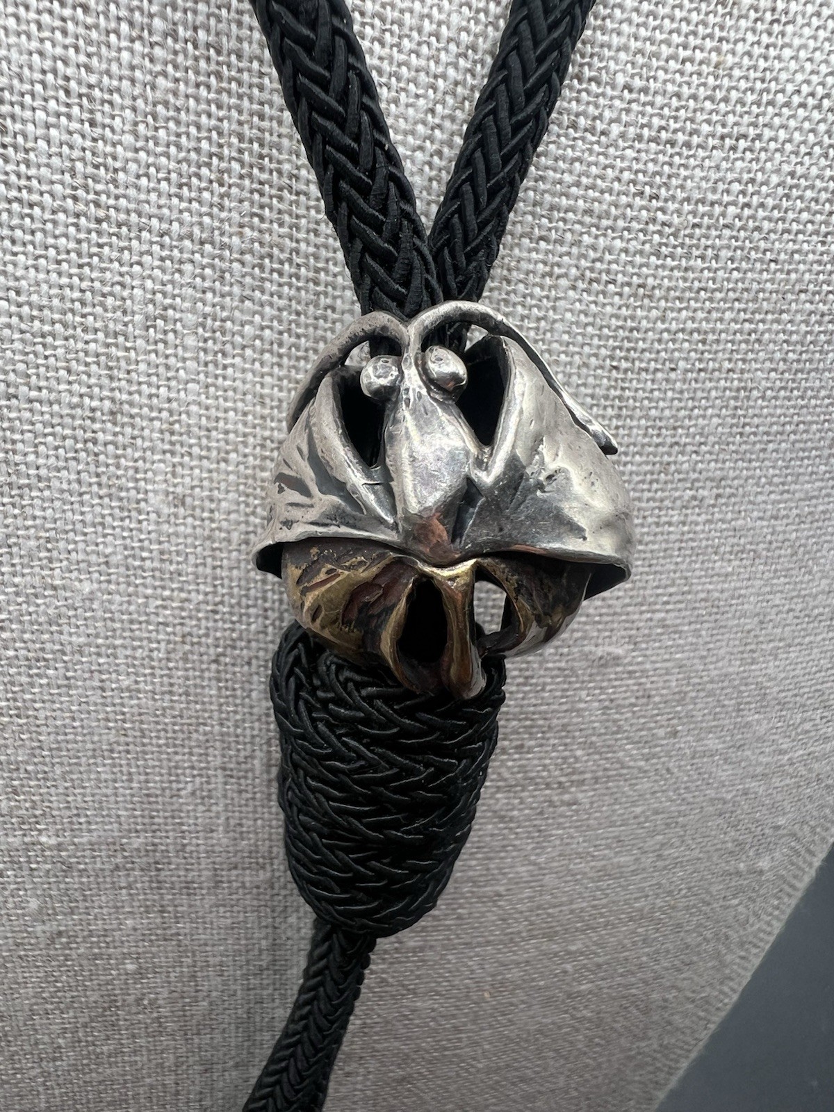 Clifton Nicholson sterling silver brass Modernist artisan Snail collar Bolo