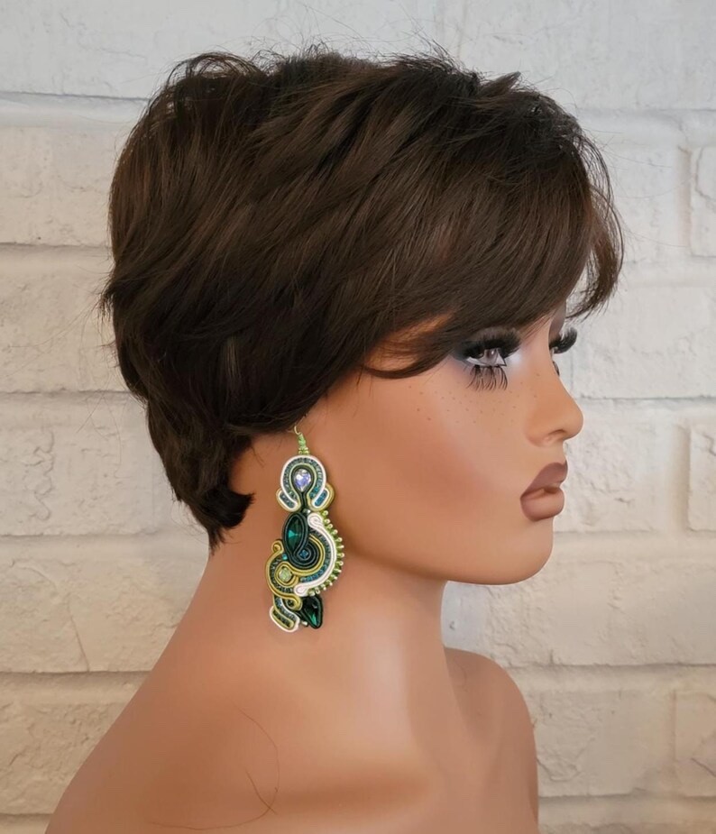 Handcrafted Soutache Dangle Drop Earrings with Chrystal Handmade Jewelry