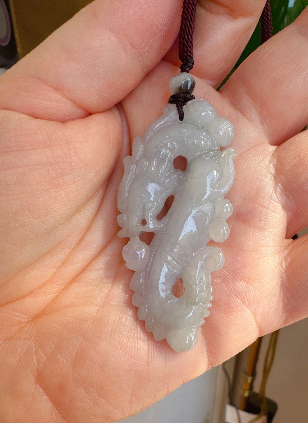 Antique White Creamy Dragon jade jadeite pendant