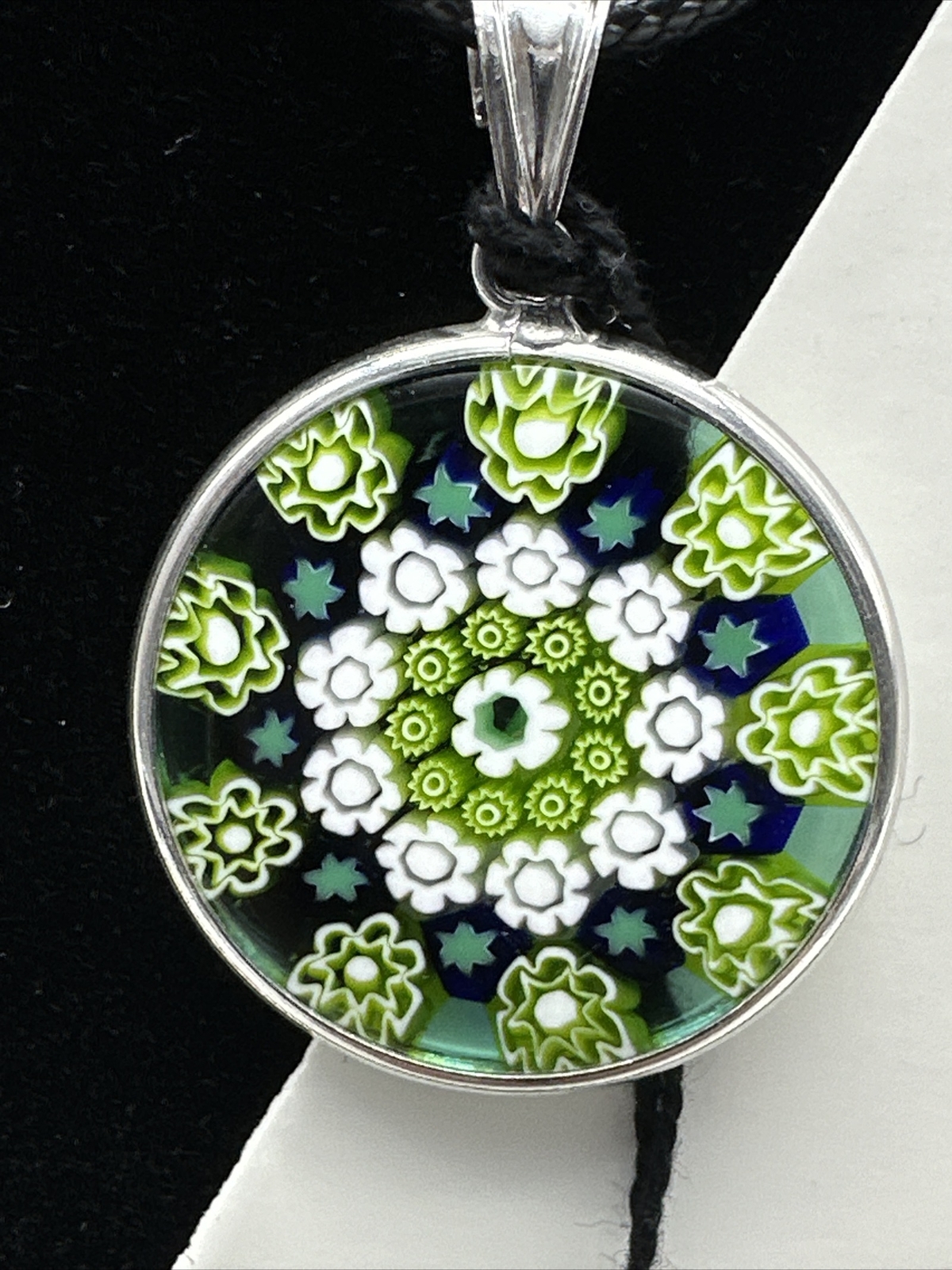Murano Venetian Glass Pendant Necklace 25mm Abstract Art Jewelry (MZ-22)