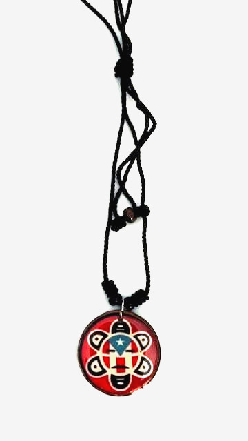 PUERTO RICO SUN TAINO WITH FLAG UNISEX ADJUSTABLE NECKLACE PENDANT SOUVENIR