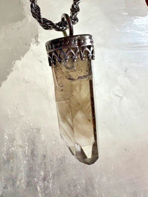 ARkansas Smokey Qtz Natural Phantom CRYSTAL PENDANT with 92.5 cap by JKL 995