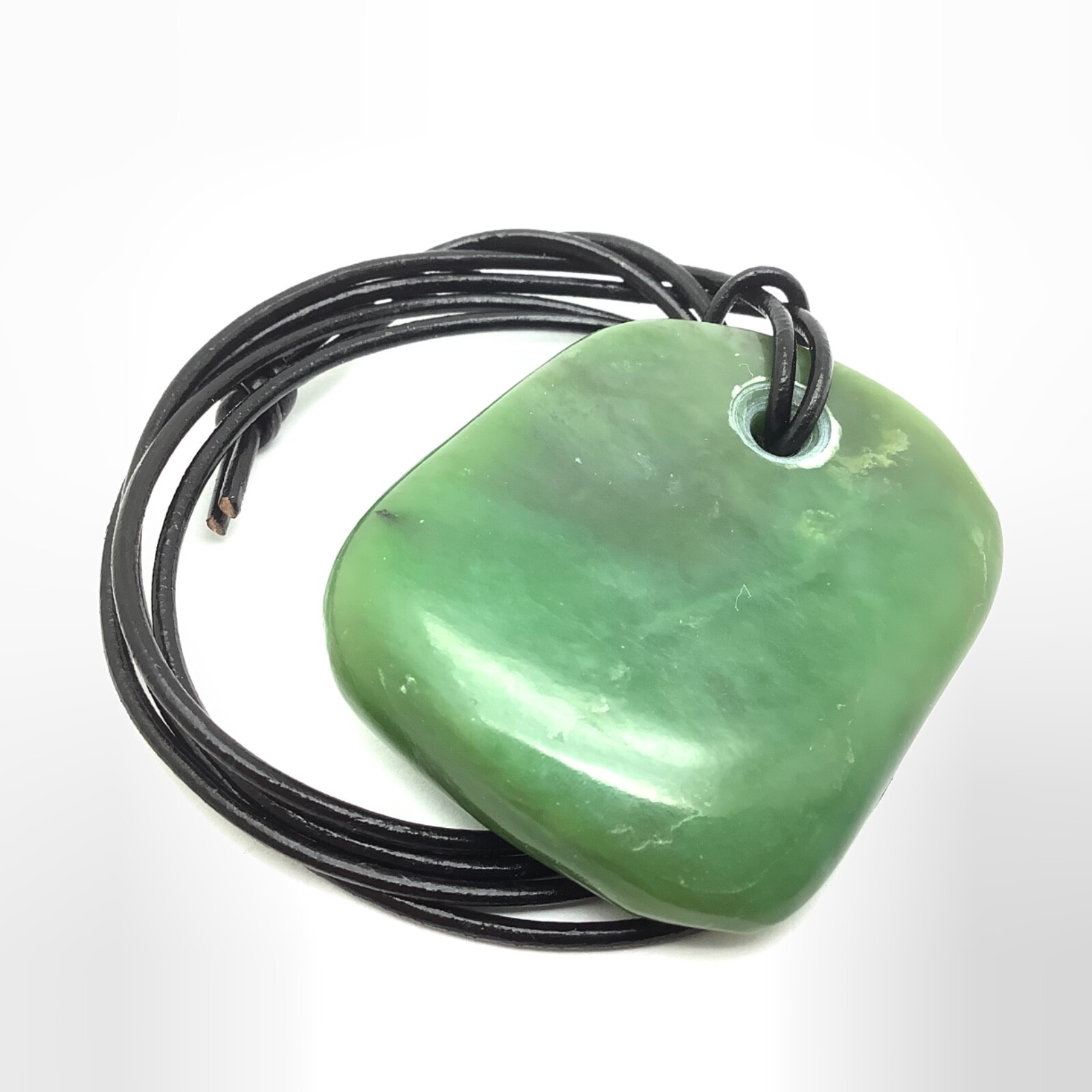 Siberian Jade Pebble Pendant Green Nephrite Jade Stone Necklace Siberia #65
