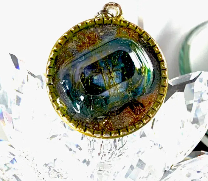 Reversible Handcrafted Necklace, Mold Over Gold Vulpecula, Silver Plated Chain