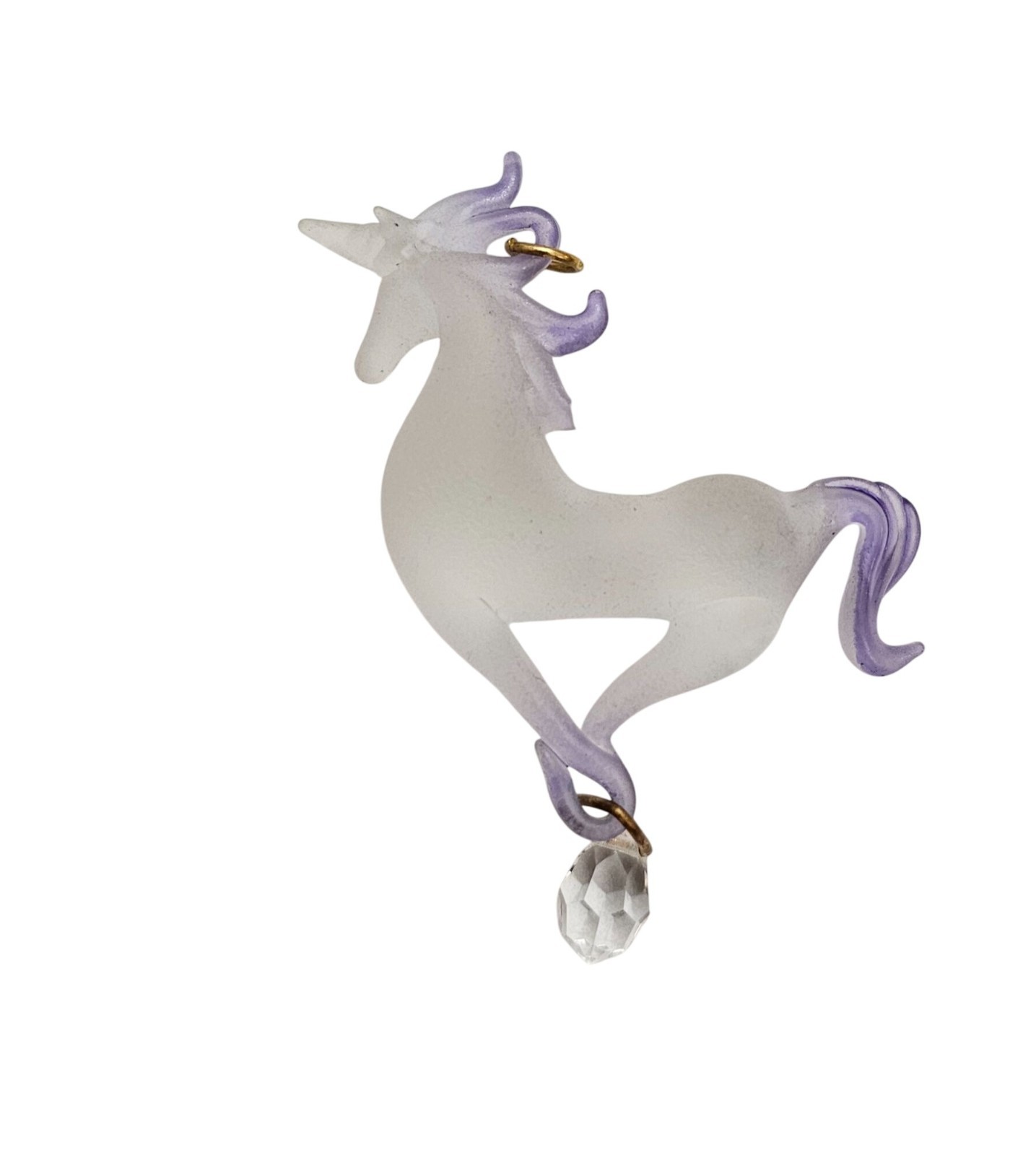 Frosted Glass Unicorn Purple Pendant